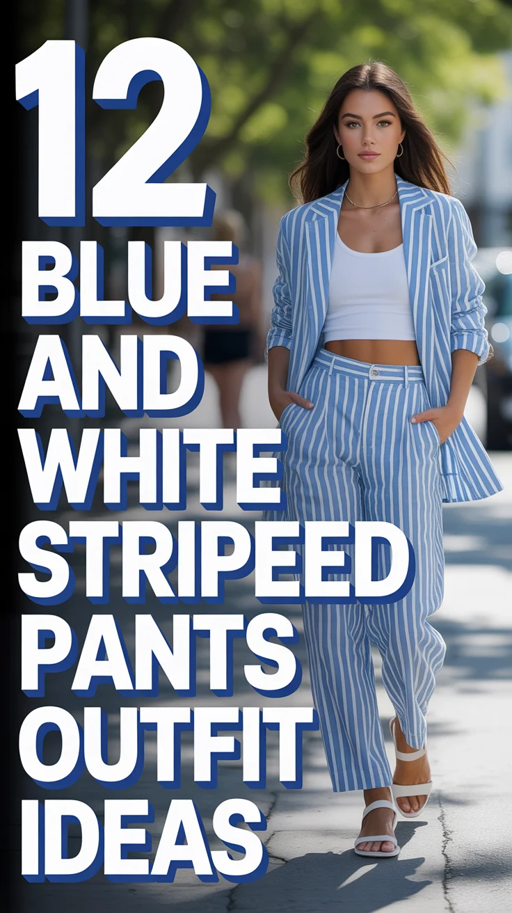 👖 12 Blue And White Striped Pants Outfit Ideas