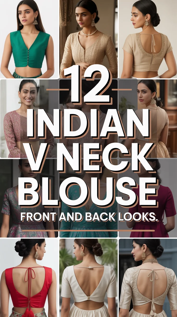✨ 12 Indian V Neck Blouse Front And Back Looks